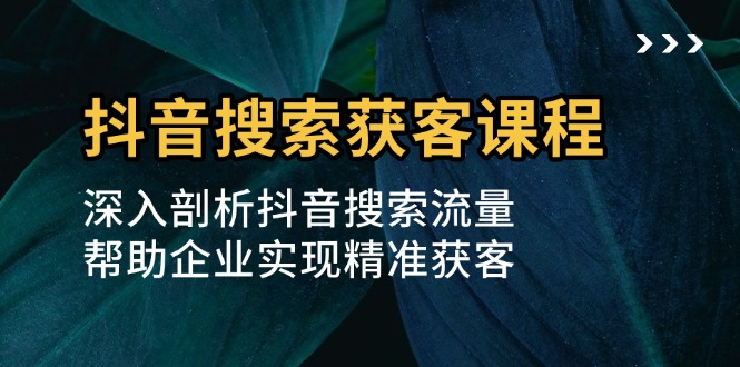 抖音搜索获客课程：深入剖析抖音搜索流量，帮助企业实现精准获客 - 冒泡网-冒泡网