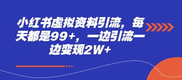 小红书虚拟资料引流，每天都是99+，一边引流一边变现2W+-冒泡网