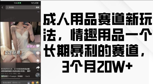 成人用品赛道新玩法，情趣用品一个长期暴利的赛道，3个月收益20个【揭秘】 - 冒泡网-冒泡网