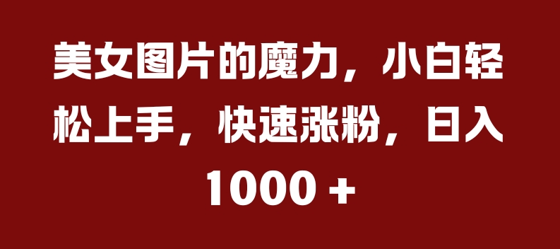 美女图片的魔力，小白轻松上手，快速涨粉，日入几张【揭秘】 - 冒泡网-冒泡网