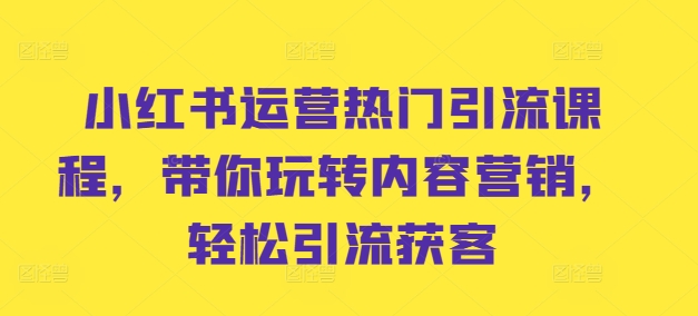 小红书运营热门引流课程，带你玩转内容营销，轻松引流获客 - 冒泡网-冒泡网