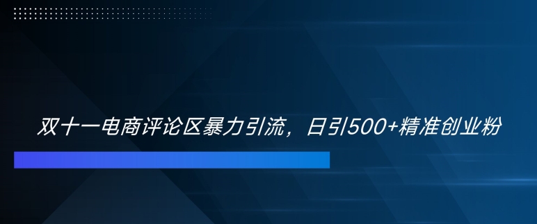 双十一电商评论区暴力引流，日引500+精准创业粉【揭秘】 - 冒泡网-冒泡网