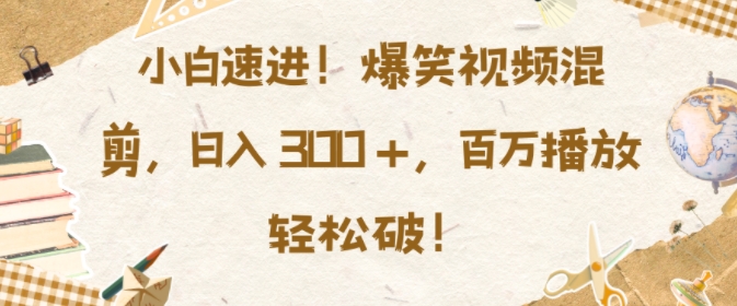 小白速进，爆笑视频混剪，日入3张，百万播放轻松破【揭秘】 - 冒泡网-冒泡网