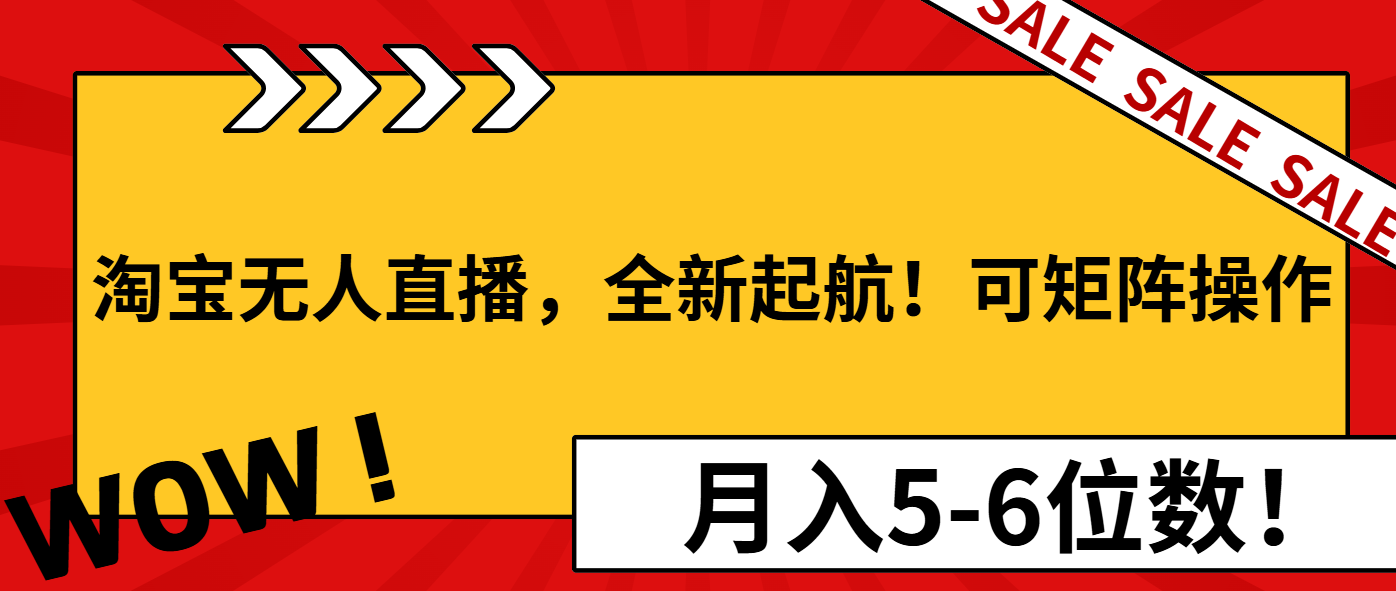 淘宝无人直播，全新起航！可矩阵操作，月入5-6位数！-冒泡网