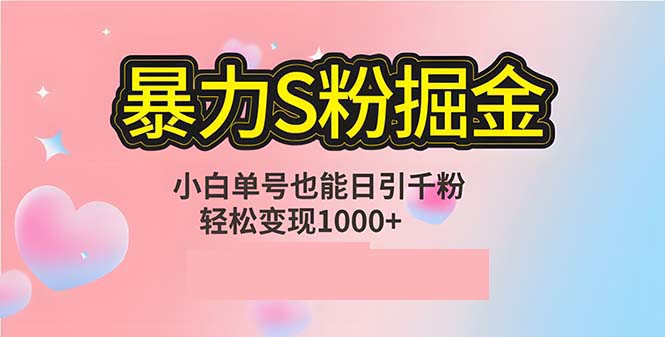 单人单机日引千粉，变现1000+，S粉流量掘金计划攻略 - 冒泡网-冒泡网