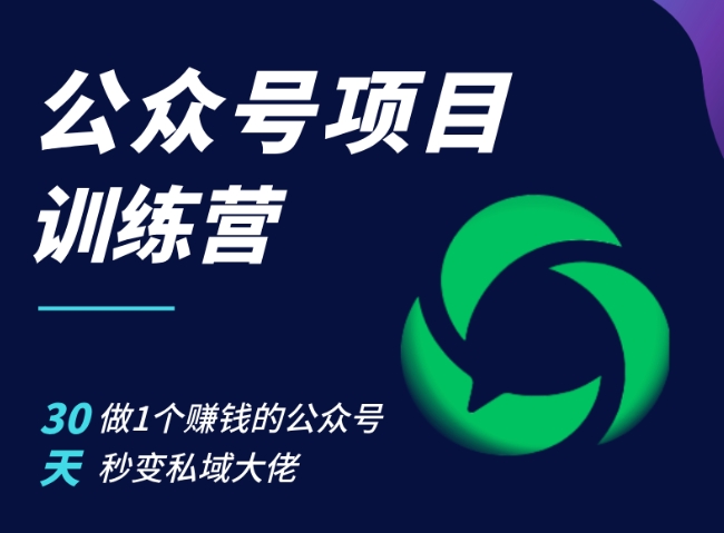 公众号项目训练营，30天做1个赚钱的公众号，秒变私域大佬 - 冒泡网-冒泡网