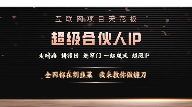 互联网项目天花板，超级合伙人IP，全网都在割韭菜，我来教你做镰刀【仅揭秘】-冒泡网