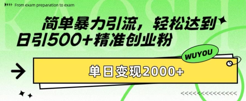 简单暴力引流，轻松达到日引500+精准创业粉，单日变现2k【揭秘】 - 冒泡网-冒泡网