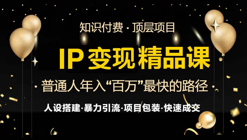 IP变现最新精品课程，知识付费全流程+最强引流术+小白避坑指南 - 冒泡网-冒泡网